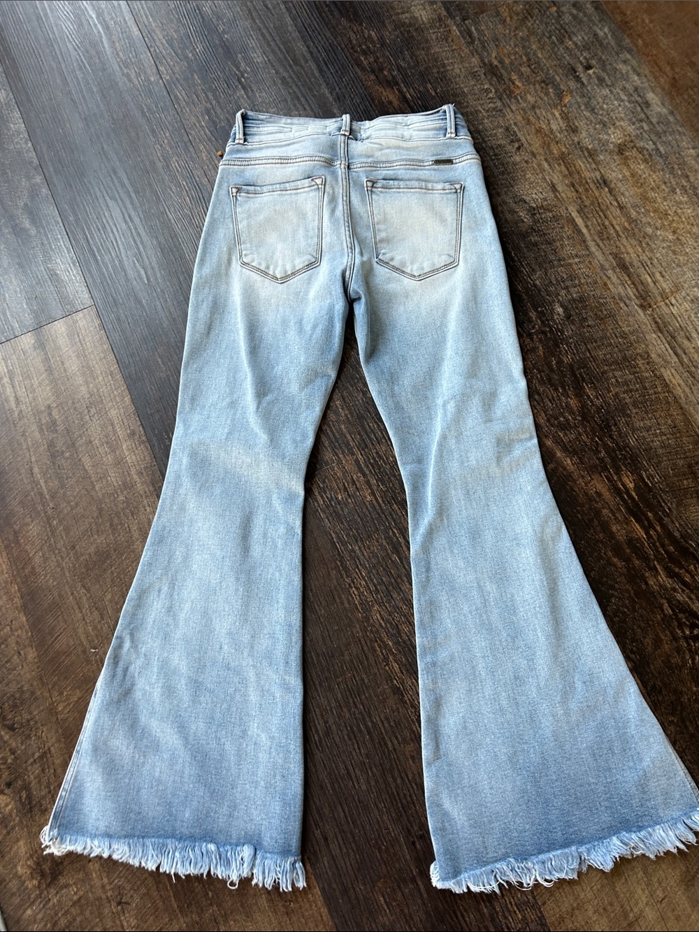 KanCan Light Blue High-Rise Flare Jeans with Frayed Hem - Picture 3 of 4